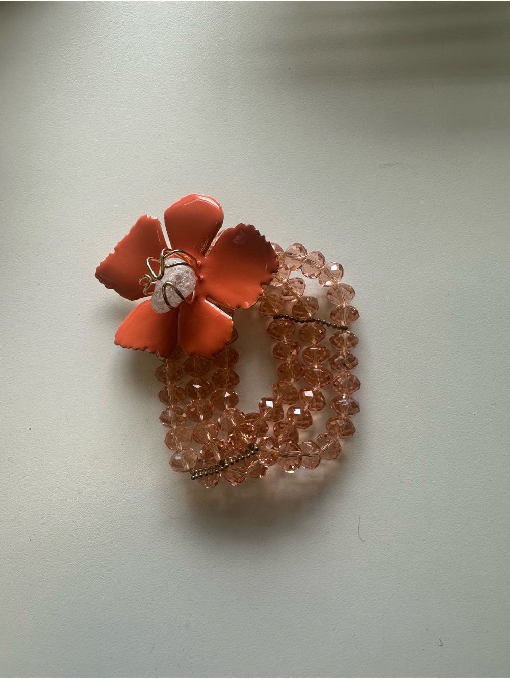 Stylish Orange Flower Beaded Bracelet